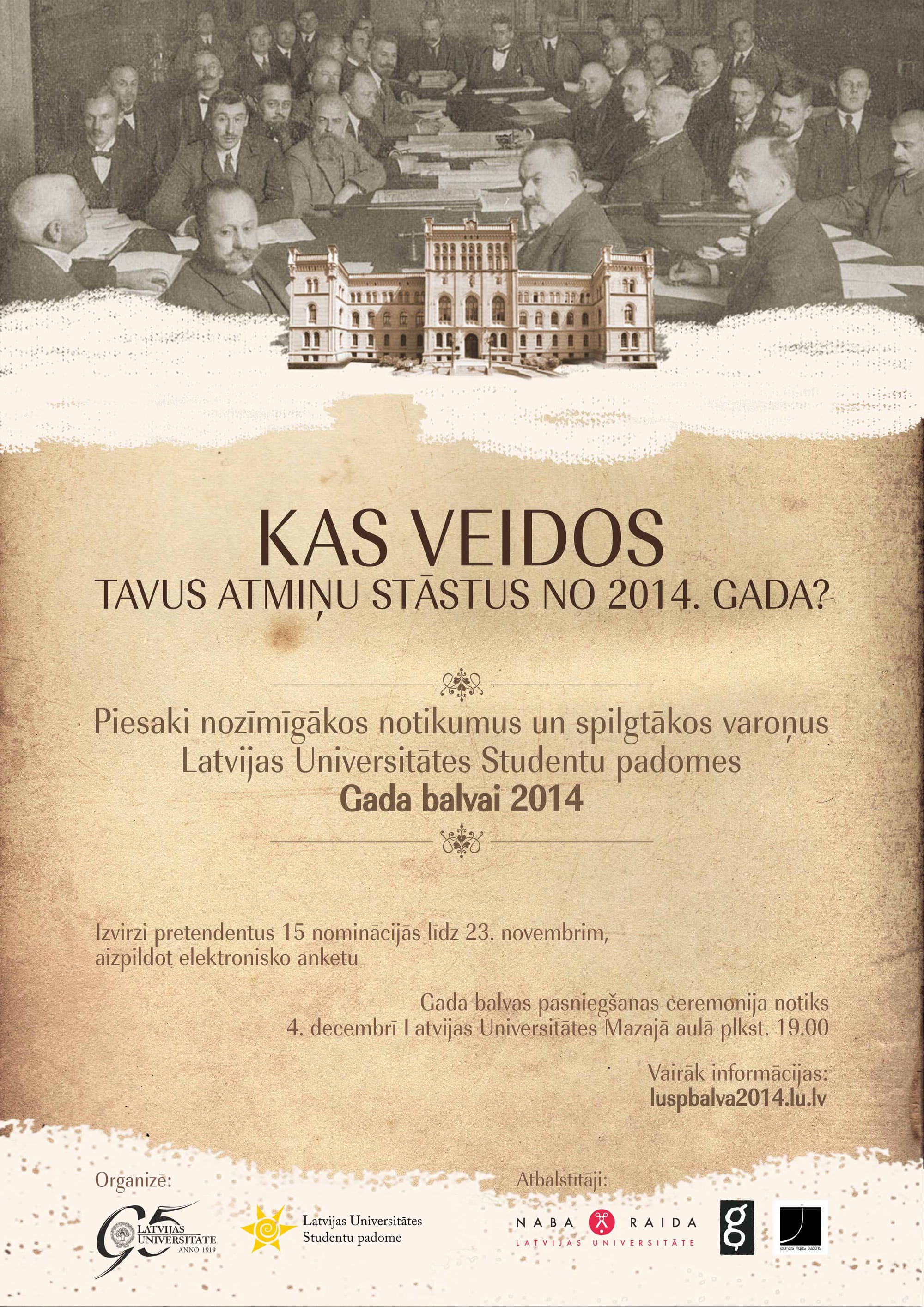 Aicina izvirzīt LU varoņus studentu Gada balvai’14