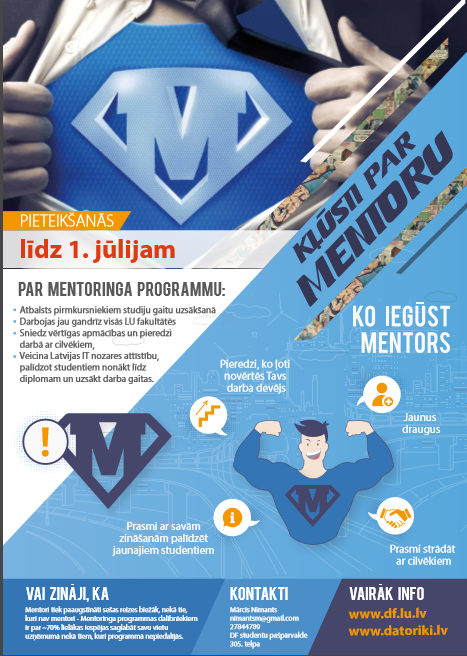 Aicinām studentus piedalīties MENTORU PROGRAMMĀ 2016./2017. ak.gadā