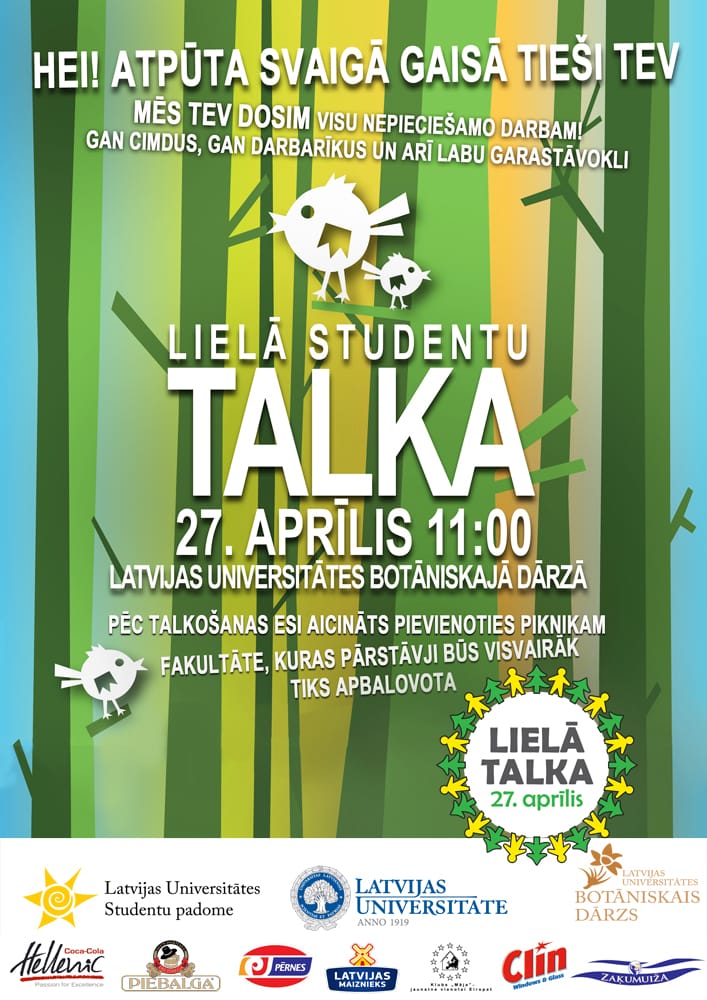 Lielā studentu pavasara talka Latvijas Universitātes Botāniskajā dārzā.