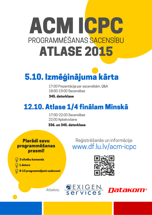 ACM ICPC programmēšanas sacensību atlase 2015