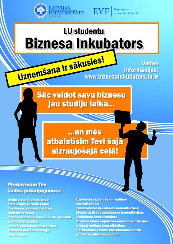 LU Biznesa inkubators konsultēs DF studentus