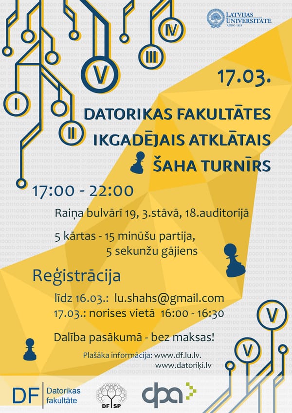 Ikgadējais atklātais šaha turnīrs strauji tuvojas